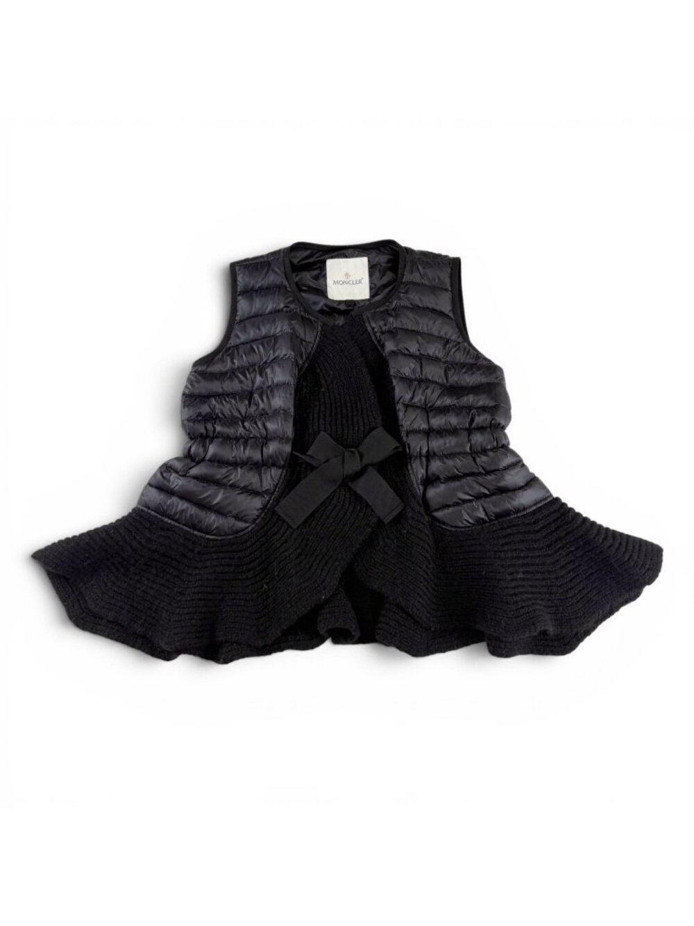 Moncler Maraisette Giubbotto Maraiset Ruffle Knit Down Vest Ribbon Black